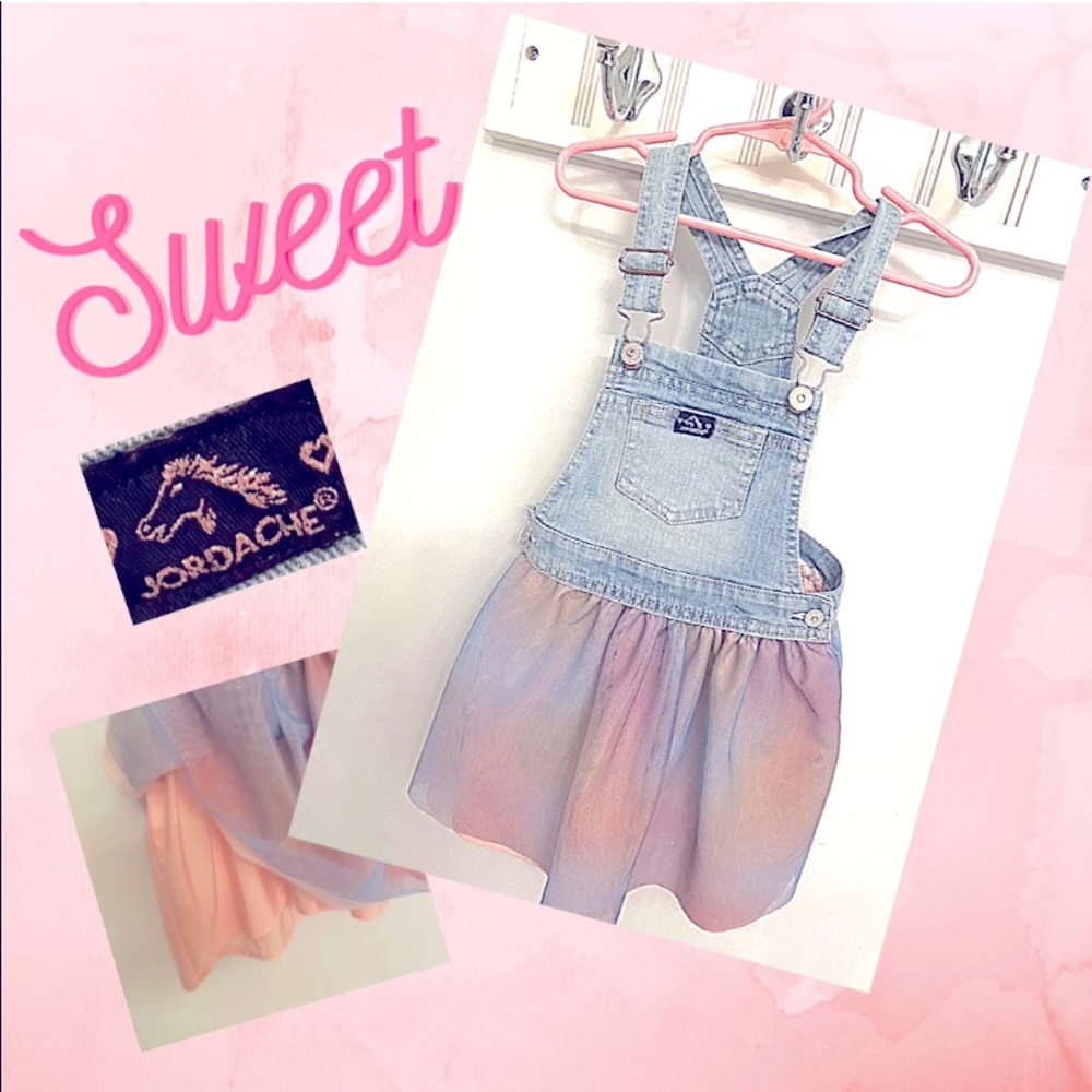 Jordache 4T Overall dress with rainbow skirt